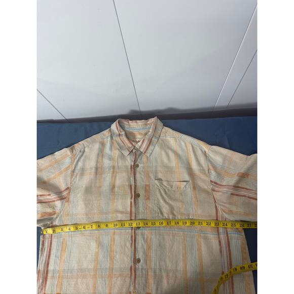 Tommy Bahama Vintage Mens 100% Silk‎ Plaid Short Sleeve Button Up Shirt XL - Picture 7 of 7